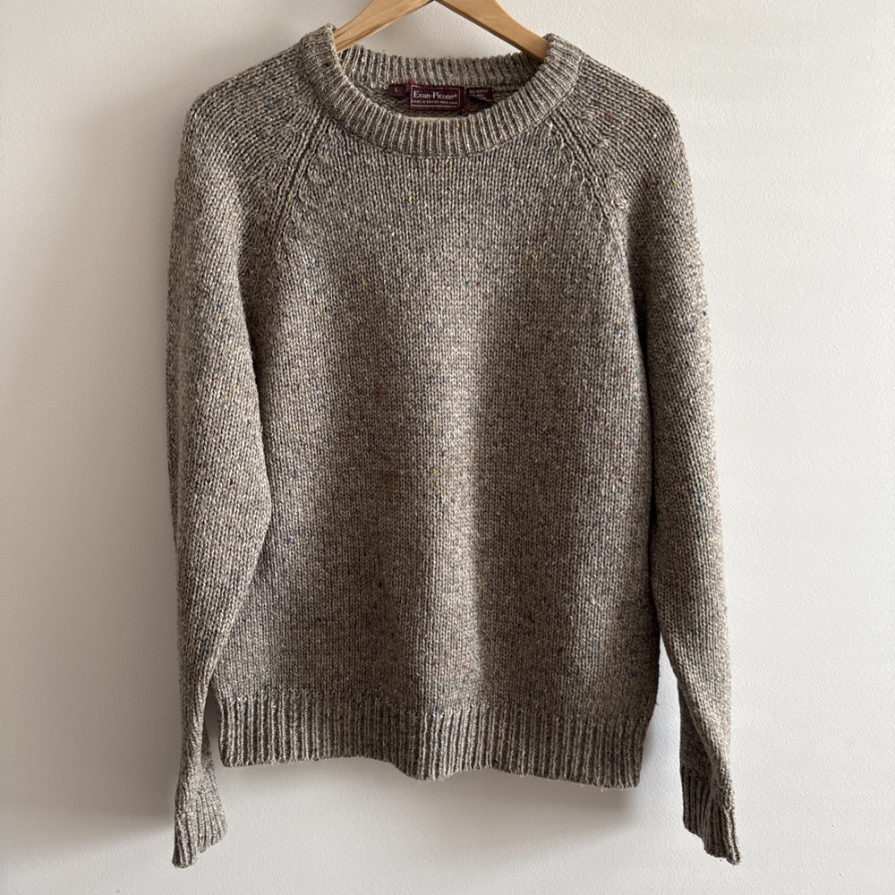 Vintage Evan Picone Knit Crewneck Pullover Grandpa Sweater Size L Classic Preppy